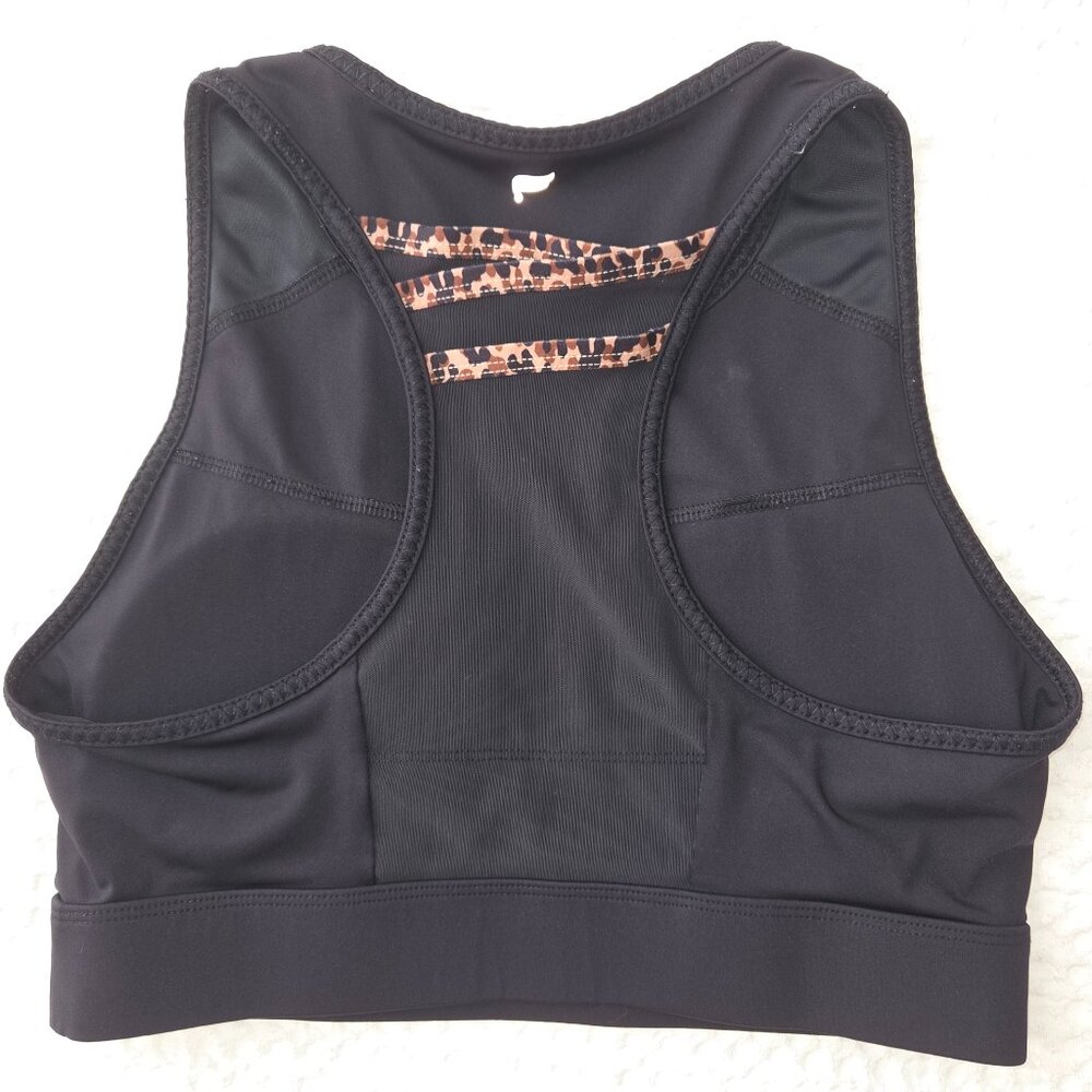 Fabletics Trinity High Impact Sports Bra with Leopard Print Strap Details XS